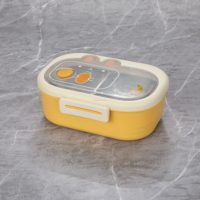 Boîte à bento en plastique PP avec compartiments en acier inoxydable de qualité alimentaire, 2 compartiments pour la préparation des repas, le stockage des aliments, le contenant à lunch