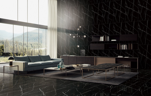 Murales de pared de azulejos en blanco y negro de 60x120, azulejos a cuadros en blanco y negro, zócalo negro mate brillante, azulejo de losa de porcelana pulida - Product Image 4