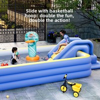 Toboggan gonflable pour piscine anti-retournement pour enfants, utilisation en intérieur et en extérieur, parc d'attractions, avec pompe à pied