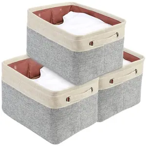 Kids Storage Bins [3-Pack] Collapsible Sturdy Cationic Fabric Storage Basket Cube With Handles for Organizing