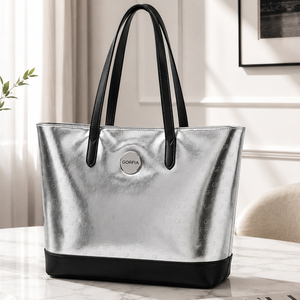Bolso Tote de Cuero PU para Mujer, Gran Capacidad, Bolso de Hombro, Moda Casual, Bolso de Trabajo y Compras con Diseño de Color en Contraste, OEM Personalizado - Product Image 1