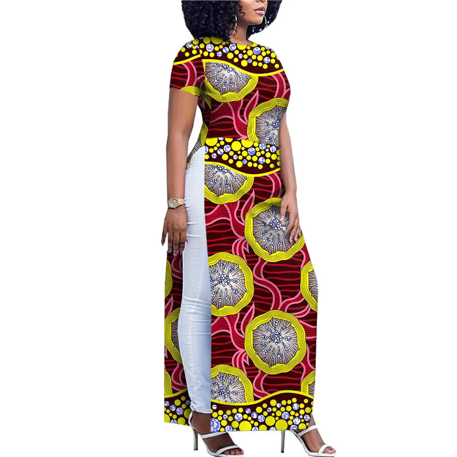 Pakaian Cetak Afrika Amerika Afrika Gaun Katun Afrika Lilin Ankara Panjang Wanita