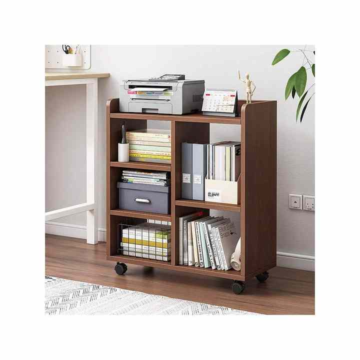 Modern Multilayer 60*24*66cm MDF Steel Filing Cabinet Adjustable Storage Shelf Mobile Printer Stand Office Workshop Warehouse