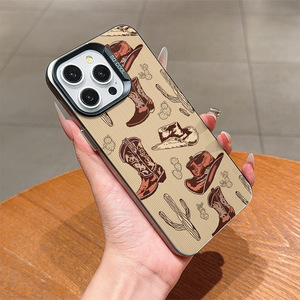 Cap Cross Boots Printing Electroplated Silver Key TPU PC Funda para teléfono móvil para Iphone 8 Xr Xs Max 11 12 13 14 15 16 17 Air - Product Image 5