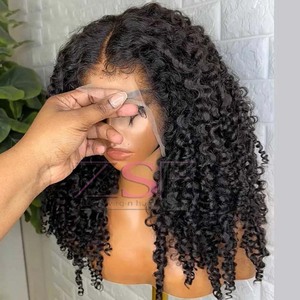 <span class=keywords><strong>Parrucche</strong></span> Bob Corte Afro Kinky Ricci ad Alta Densità in <span class=keywords><strong>Capelli</strong></span> Umani Vergini Indiani Grezzi, <span class=keywords><strong>Parrucche</strong></span> Senza Colla per Donne Nere - Product Image 3