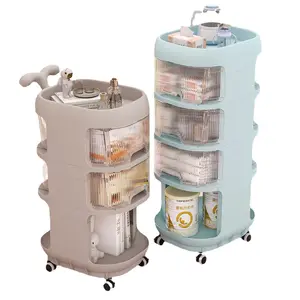 Étagère de rangement au sol fournitures pour bébé multicouche pratique transparent amovible grande capacité poussette chariot