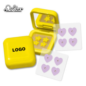 Patchs Hydrocolloïdes Anti-Acné Personnalisés 2026 – Étoiles, Cœurs et Fleurs Colorées Jaunes – Boîte Miroir avec Votre Logo - Product Image 1