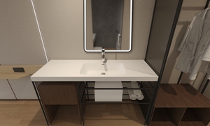 Lavabo de Baño de Piedra Artificial Blanca Moderna de Alta Gama - Lavabo Rectangular Elegante con Borde Delgado para Hoteles de Lujo - Product Image 5