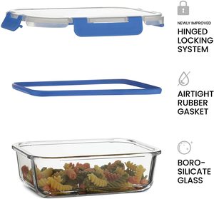 Mới được đổi mới đơn giản bản lề khóa nắp 3pk kín BPA free Glass hộp đựng thức ăn 1035ml Tủ đông lò an toàn Stackable ăn trưa - Product Image 3