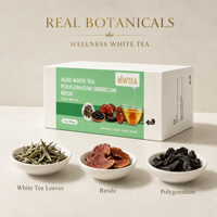 Thé Blanc aux Champignons Reishi et Polygonatum, Mélange Herbal Tonifiant Quotidien, Thé Santé, 2,5g*30 Sachets Pyramidaux, Boîte Personnalisable avec Logo, Vente Directe Usine