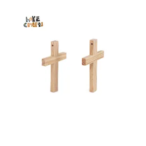 HOYE CRAFTS wooden ornaments unfinished diy wooden crafts customize wooden cross decoration