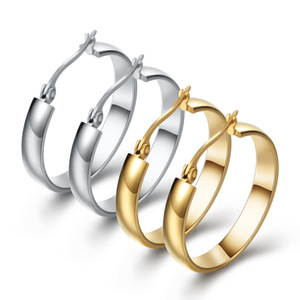 Boucles d'oreilles créoles 5 mm plaquées or 18 carats et en acier inoxydable, design rond simple, pour femme, bijoux cadeau - Product Image 1