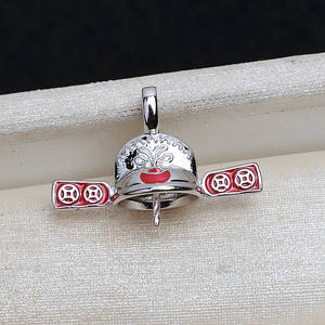 Pendentif en argent S925, symbole de richesse, accessoires de bijoux DIY pour femmes, plateau vide pour perles baroques de 10 à 15 mm, semi-fini, 3979 - Product Image 3