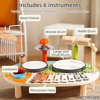 Ensemble de batterie multifonctionnel en bois pour enfants, instrument de musique à percussion, clavier de piano éducatif pour tout-petits, cadeau