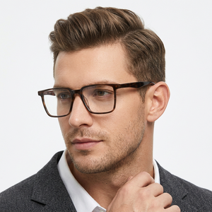 Monturas de gafas rectangulares de borde completo, color sólido, anti-UV, para hombres adultos, uso diario, lentes de resina ligeras - Product Image 1