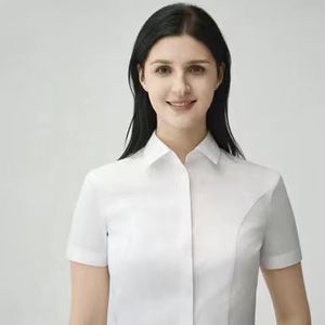 Duan Ji 2025 New Arrival Elevate Your Professional Look Skinny Summer <strong>White</strong> Front Panel Polyester-Cotton Women's Business <strong>Shirt</strong> - Product Image 3