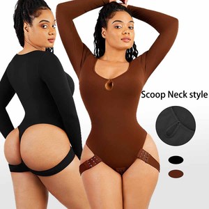 Venta al por mayor de manga larga adelgazante Fajas <span class=keywords><strong>Body</strong></span> Ultra Elástico Butt Lifter Tanga <span class=keywords><strong>Body</strong></span> con <span class=keywords><strong>escote</strong></span> de diseñador de las mujeres - Product Image 1