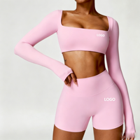Promo! Set Olahraga Berkualitas Tinggi: Sport Bra, Legging High Waist, Baju Olahraga Lengan Panjang, Pakaian Fitness Wanita, Set Yoga