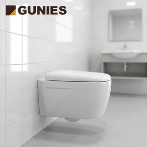 Inodoro de una Pieza de Estilo Europeo Personalizable Gunies, Montado en la Pared, Doble Descarga, Inteligente, de Porcelana Blanca, con Sifón en P, Garantía de 5+ Años, para Uso en Hoteles - Product Image 2