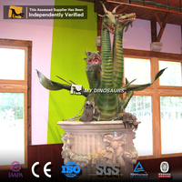 Modèle de dragon animatronique Z MY DINO AN-024 Mighty Dragon, statue de dragon vert européen à vendre