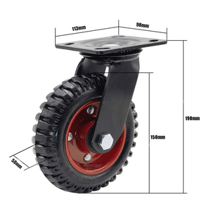 Hochleistungsrollen Schwarze Vollgummi-Räder 4 5 6 8 Zoll Plattenbefestigung Industrierad - Product Image 6