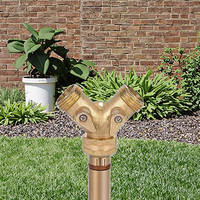 Adaptateur de tuyau d'arrosage extérieur en laiton robuste, répartiteur d'eau de jardin en Y à 2 voies avec raccords rapides, conception métallique durable