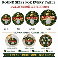 Cartes à gratter rondes personnalisées en couleur, à gagner instantanément, pour restaurants, coupons de prix, promotions de restauration, cartes de fidélité en carton