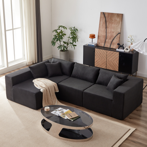 Black + Corduroy + 4 Seat