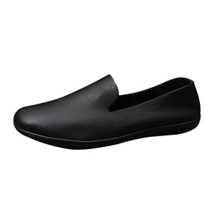 Mocassins pour hommes en cuir véritable, semelle en caoutchouc, bout rond, antidérapants, chaussures décontractées de printemps - Product Image 3