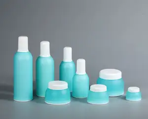 PP superficie opaco satinato bottiglia con emulsione testa della pompa e di plastica crema sbiancante serbatoio per set di cosmetici