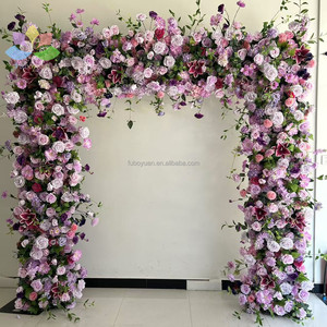 <span class=keywords><strong>SA</strong></span> décor de toile de fond de mariage arc floral support carré cadre soie rose fleurs décor entrée violet rouge fleur arc pour événement fête - Product Image 1