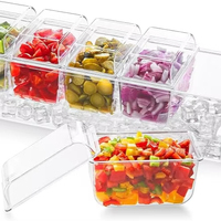 2024 clair 5 condiment serveur glace compartiment réfrigéré amovible plateau à condiments couvercles plats salade pour fruits en plein air fête bar