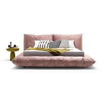 Cadre de lit rembourré en bouclette douce de taille personnalisée, style minimaliste nordique, pour villa