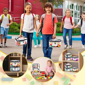 Sacs de rangement multifonctionnels modernes en PVC transparent, étanches, pour jouets, jeux de société pour enfants, puzzles de construction en briques, cordes, personnalisables - Product Image 3