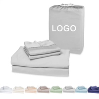 Parure de draps 4 pièces en microfibre tissée, moderne et personnalisable, pour le marché américain, rafraîchissante pour l'été, 300 fils, écologique, durable et respirante