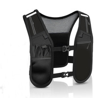 Gilet de course unisexe sportif en nylon respirant avec porte-téléphone et porte-bouteille réglable, gourde souple 500 ml, réfléchissant pour les sports de plein air