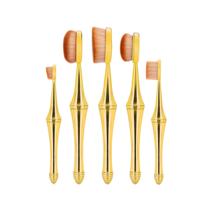 Set di 5 Pennelli da Trucco Ovali Dorati 2024, Nuova Tendenza, Pennelli Professionali per Cosmetici e Polvere - Product Image 2