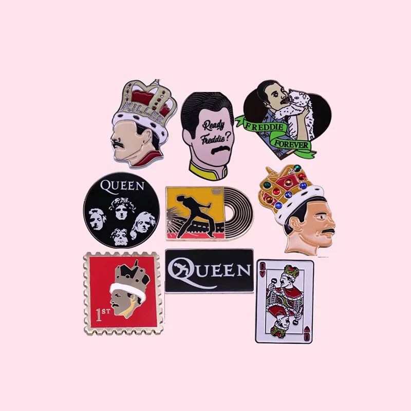 Classic Metal Enamel Pins Cartoon Ticket Brooch Clothes Backpack Hat pin Lapel Badges Collect Rock Band pin Queen