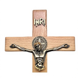 Crucifix en bois, croix de Jésus, suspendu, religieux, inspirant, INRI - Product Image 2
