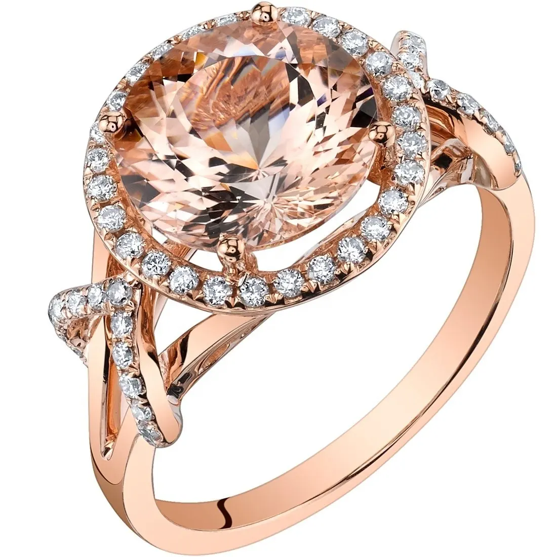 Diskon besar 925 Sterling cincin perak mode batu Morgan zirkon potongan bulat cincin mawar emas disepuh elegan cincin hadiah ulang tahun pernikahan