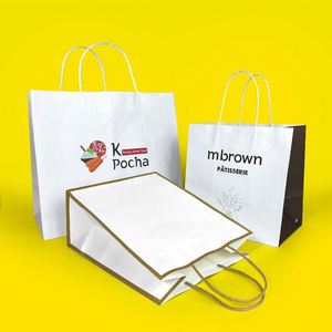Sac en papier biodégradable pour aliments à emporter, avec poignée, impression personnalisée du logo, prix d'usine, respectueux de l'environnement - Product Image 6