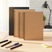 Carnet à spirale A5 ligné en papier kraft marron, 100 feuilles, pour l'école et les cadeaux, vente directe usine SL-28