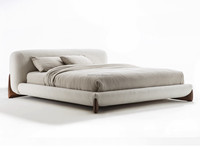 Ferly Modern Style Design Sense Simple Tissu Doux Avec Tête De Lit Queen En Bois Massif King Size Tissu Lit