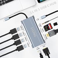 Base de Conexión SYONG 11 en 1, HDMI 4K, 100Mbps RJ45, VGA, USB3.0, USB2.0, Audio, SD, TF, PD 100W, Hub USB C HDMI para Macbook, iPad