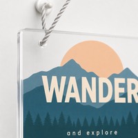Vierkante transparante acryl wandplaat Mountain WANDER Art 20x20cm Multi Place hangende decoratie