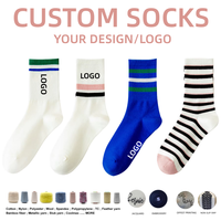 Chaussettes colorées personnalisées avec logo, en coton, pour hommes et femmes, mi-mollet, avec impression de marque sur mesure, vente en gros directe usine