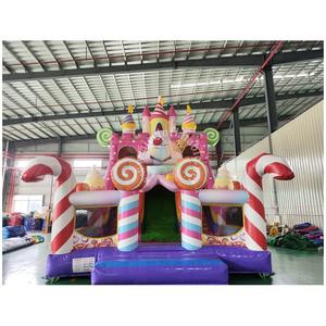 Château gonflable et structure <span class=keywords><strong>de</strong></span> jeu commerciale en PVC épaissi, thème bonbons et crème glacée, avec toboggan, vente en gros usine - Product Image 1