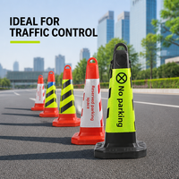 Cône de signalisation routière durable en PE réfléchissant, remplissable de sable, pour interdiction de stationnement, à fixation au sol, sans signal sonore, grande et petite taille