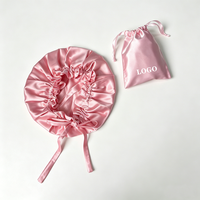 Ensemble de bonnet et pochette en satin soyeux personnalisable, double couche de luxe, pour accessoires capillaires en satin haut de gamme