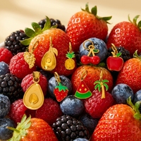 Pendentif Breloque Fruitée Ananas Fraise Pastèque en Émail, Bijoux en Acier Inoxydable Plaqué Or 18K, Vente en Gros pour Femmes